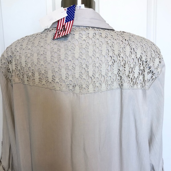 Vintage Tapestry Top Large XL Crochet Beige USA Womens Country Boho 1980 Shirt - Picture 6 of 8